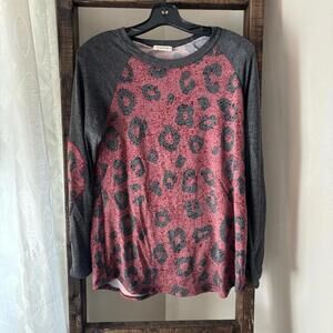 Grey and Reddish Pink Cheetah Top
